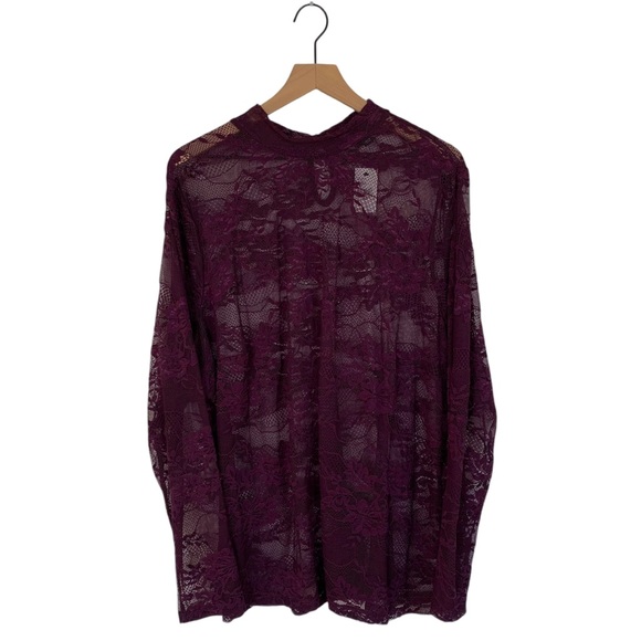 Lane Bryant Burgundy Lace Overlay Top - Picture 2 of 9
